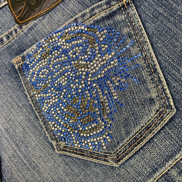 Y2K Ed Hardy Jean Short Shorts Size 27 Rhinestone Tiger Low Rise Daisy Dukes - Picture 11 of 11